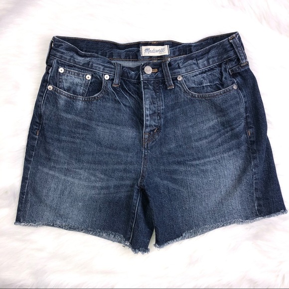 Madewell Shorts Women 27 Boyfriend Rollup Cut off Button Fly Denim Jean L - Picture 2 of 6